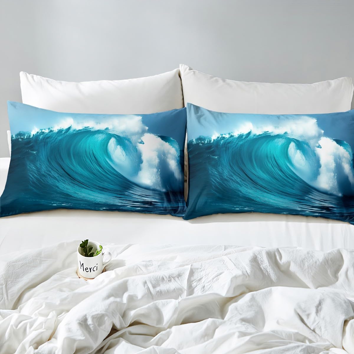 Amazon.com: Sea Wave Bedding Duvet Cover Set King Size Blue